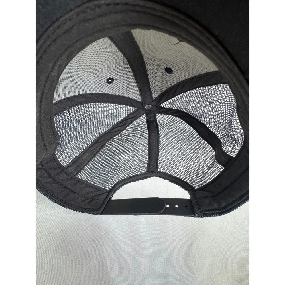 The North Face Trucker Hat Charcoal Grey Orange Logo Snapback Mesh Cap
